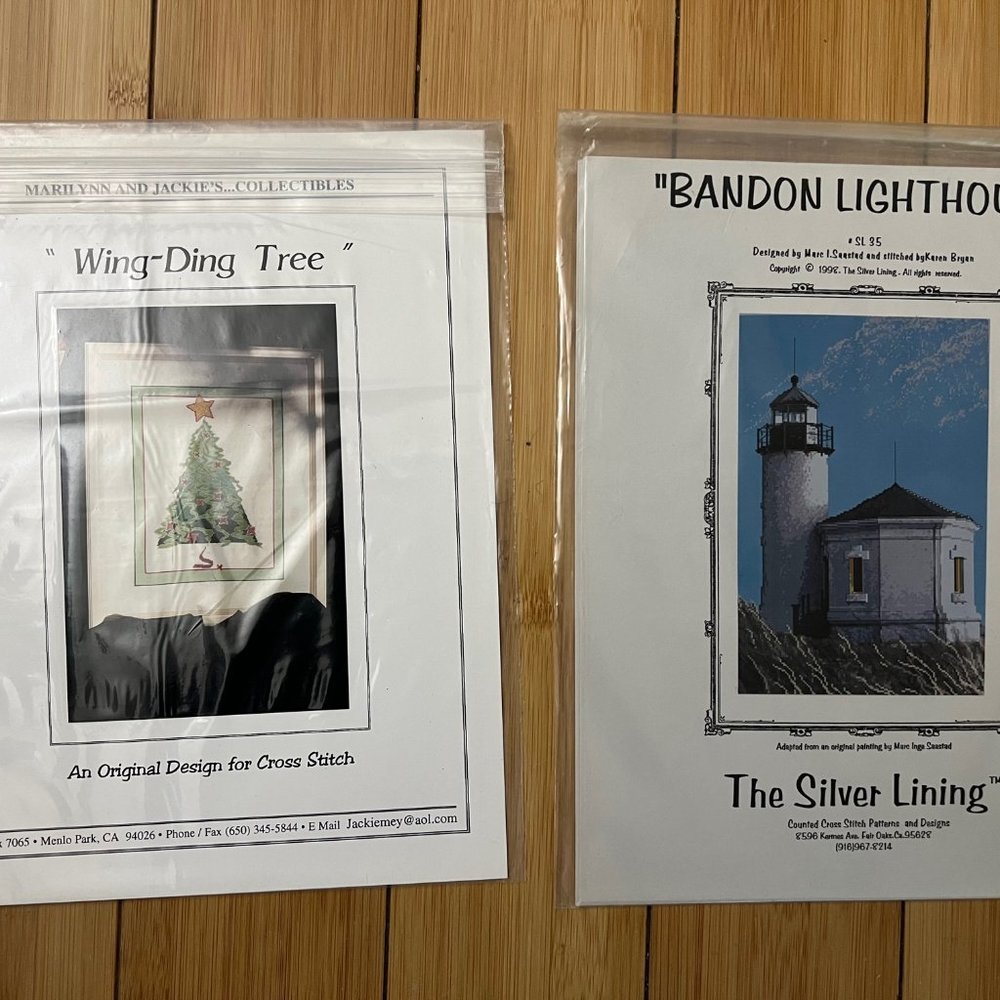 WING-DING TREE Cross Stitch chart AND 1998 Bandon Lighthouse Cross Stitch Patter